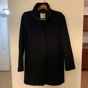 Mango Suit Black Funnel Neck Coat
